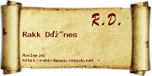 Rakk Dénes névjegykártya